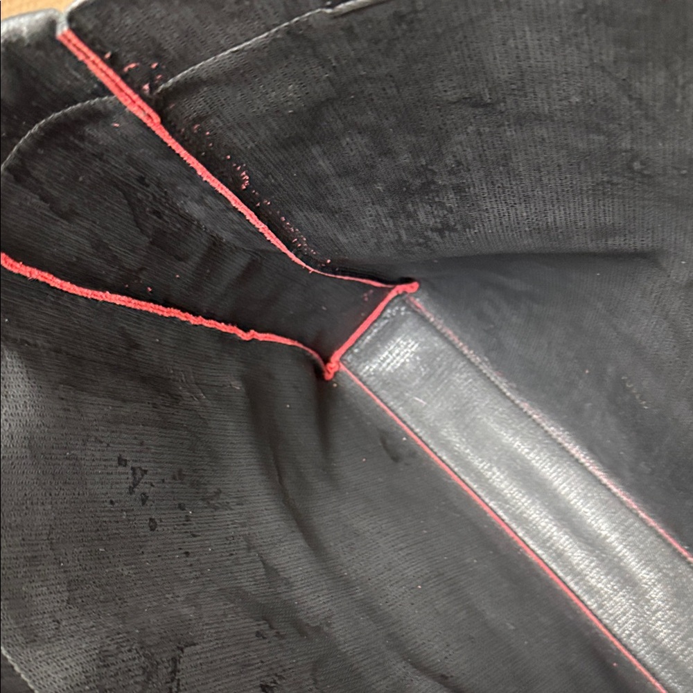 Furla Red Suede Tote with Black Leather Pocket - Picture 9 of 12